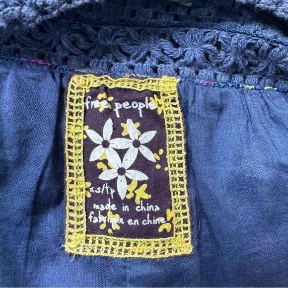 Free People Blue Batik Silk Ruffle Midi Skirt XS - Picture 7 of 11